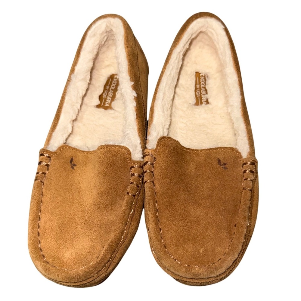 Koolaburra by UGG Suede Moccasin Slippers Cozycore Cabin Comfort 13 Chestnut